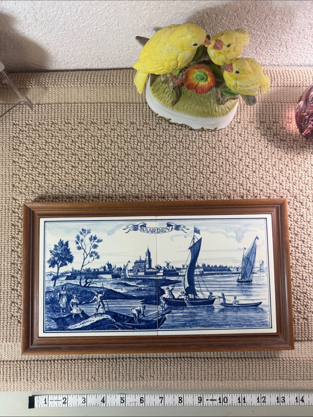 Vintage Delft Blue Naarden Holland 2-Tile Framed Wall Art